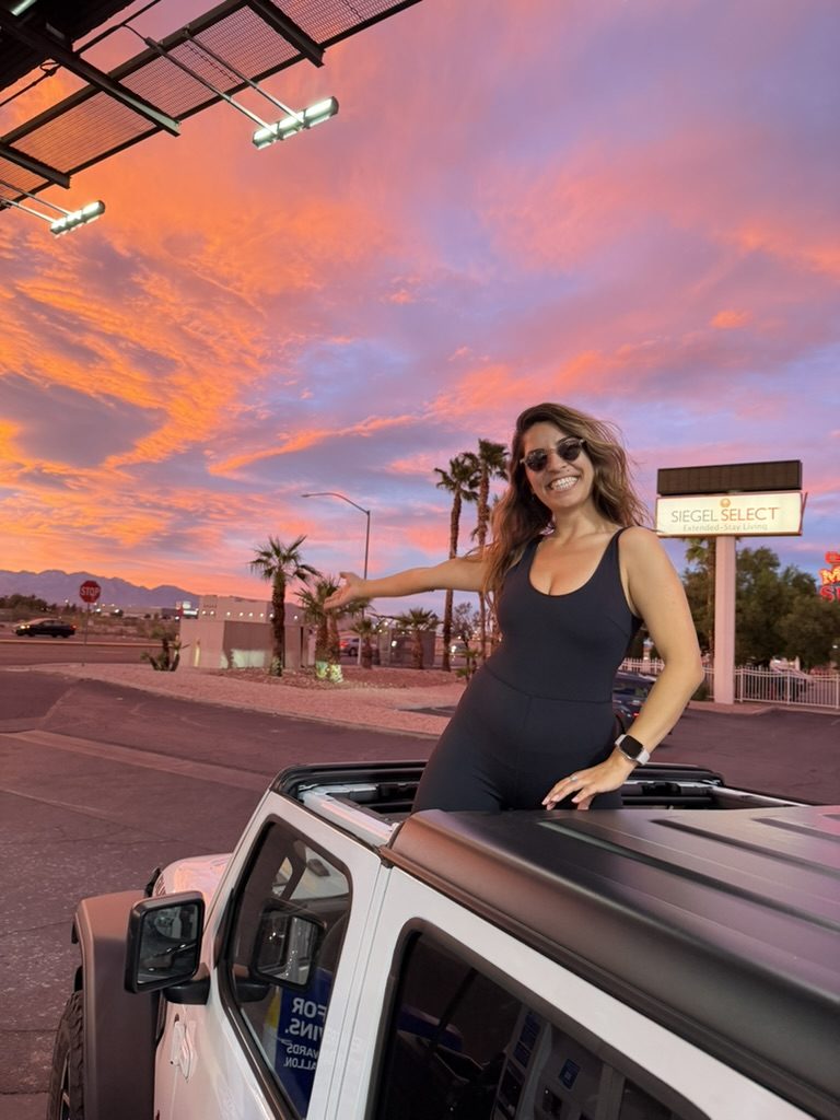 Vegas sunset, Jeep top down